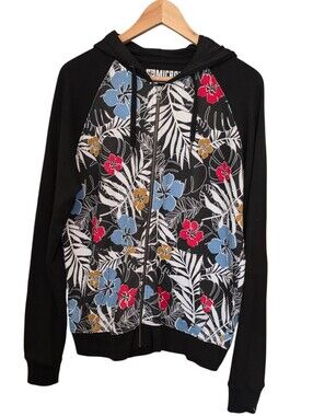 Micros Diamondhead Floral Print Knit Raglan Hoodie Size Small EUC
